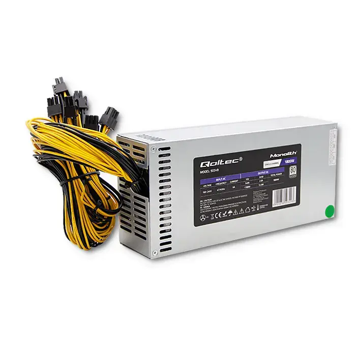 Qoltec  PCI-E 1800W power supply | 80 Plus Platinum | Data mining