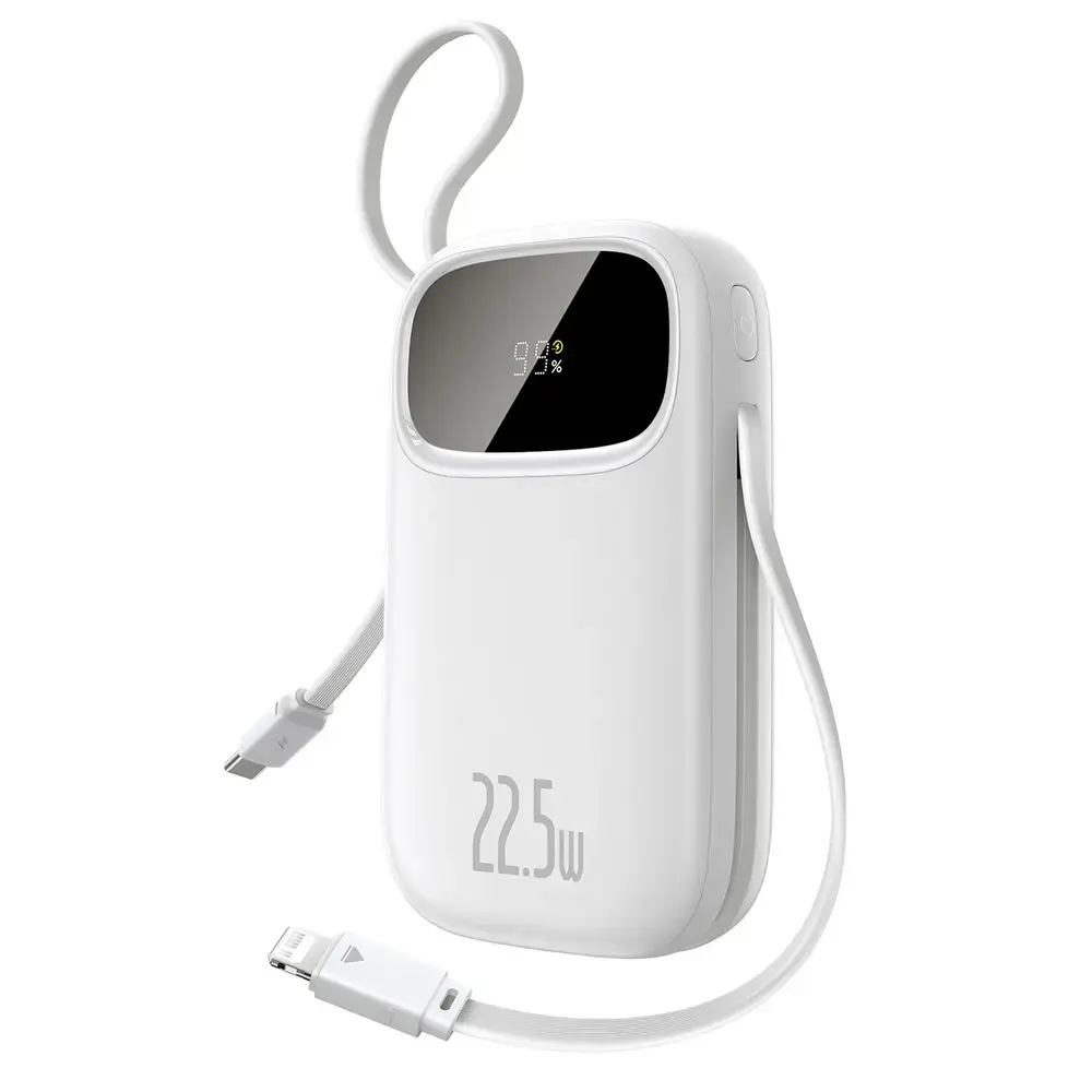 Baseus EnerFill FC31 ārējais akumulators (powerbank) | 20 000 mAh | 22.5W | USB-C, Lightning | LED ekrāns | balts