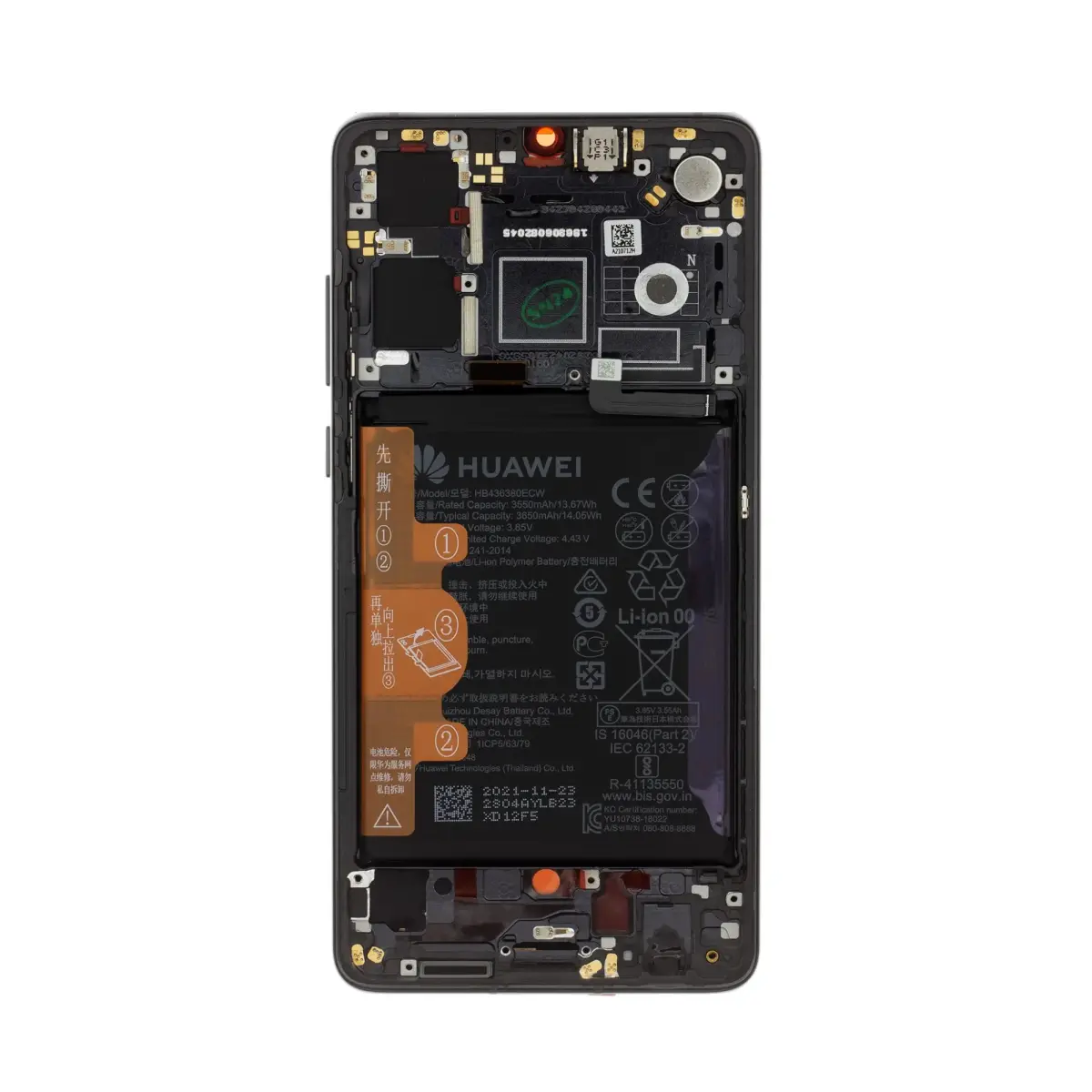 LCD Display + Touch Unit + Front Cover (Without Fingerprint Reader) Huawei P30 Black (Service Pack)