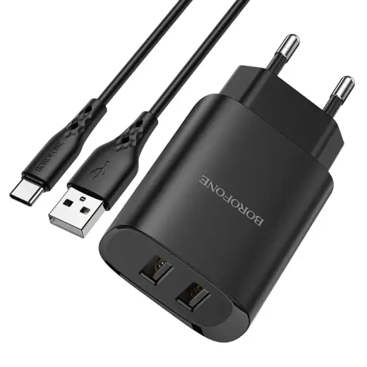 Borofone BN2 phone charger USB | 5V | 2.1A | 10.5W + USB-C cable black