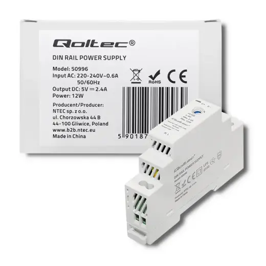 Qoltec DIN rail power supply | 12W | 5V | 2.4A