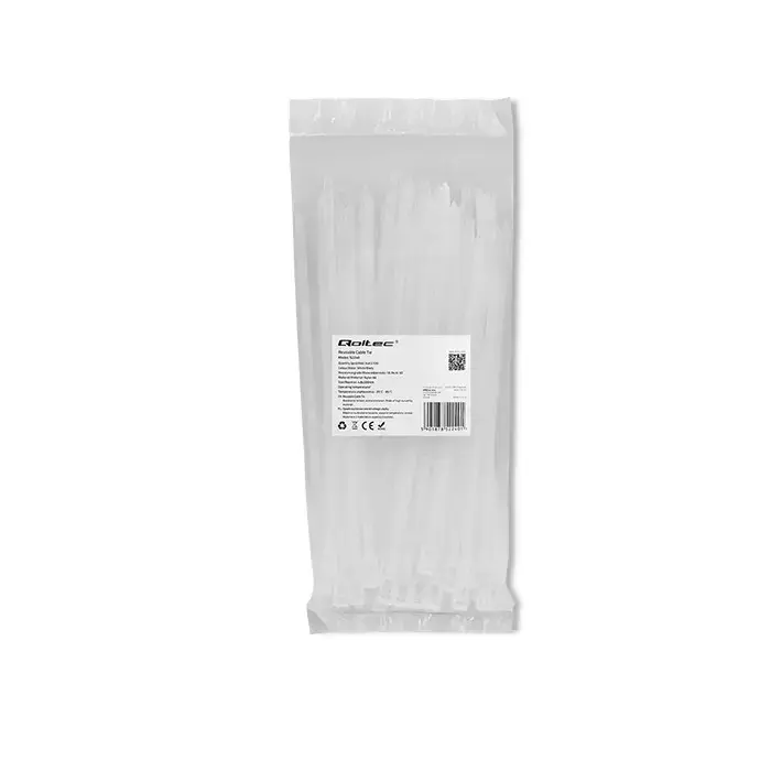 Qoltec Reusable Self-locking cable tie | 4.8*200 mm | Nylon UV | White