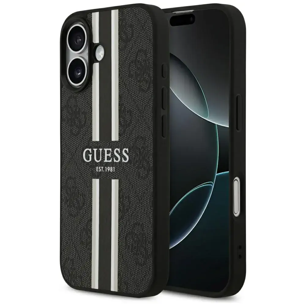 Case Guess 4G Printed Stripes MagSafe for iPhone 17 black