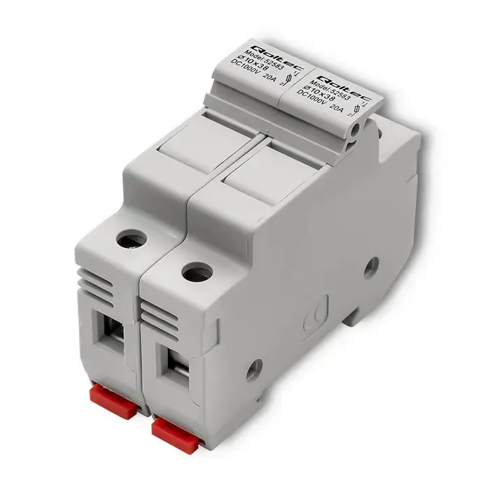 Qoltec Fuse base + DC fuse | 2P|1000V |20A |10x38 |solar