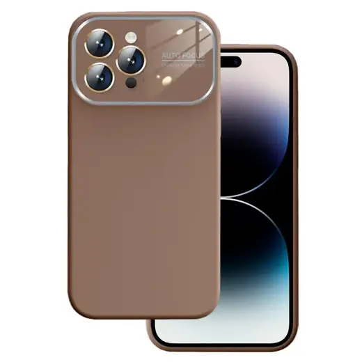 Soft Silicone Lens Case for Iphone 15 brown
