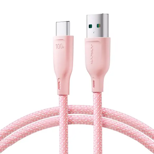 Joyroom Multi-Color Series S-A34 datu pārraides un uzlādes vads | USB-A uz USB-C | 100W | 1m | rozā