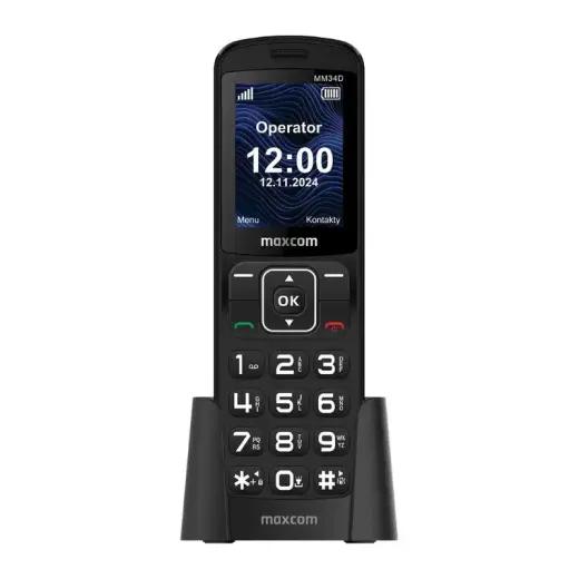 Mobile Phone - MAXCOM MM 34D 4G BLACK + charging dock