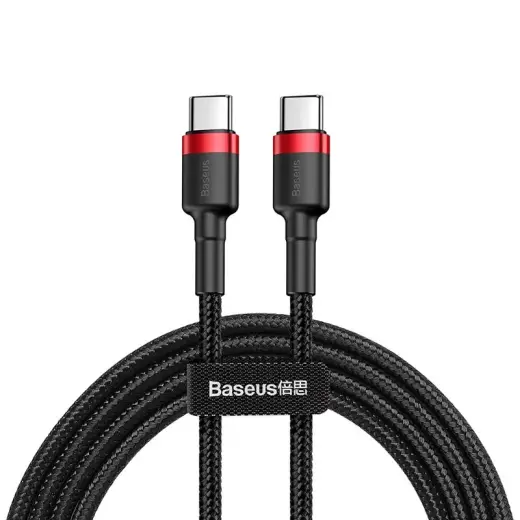 Baseus CATKLF-G91 datu pārraides un uzlādes vads | USB-C uz USB-C | 60W | 1m | melns, sarkans