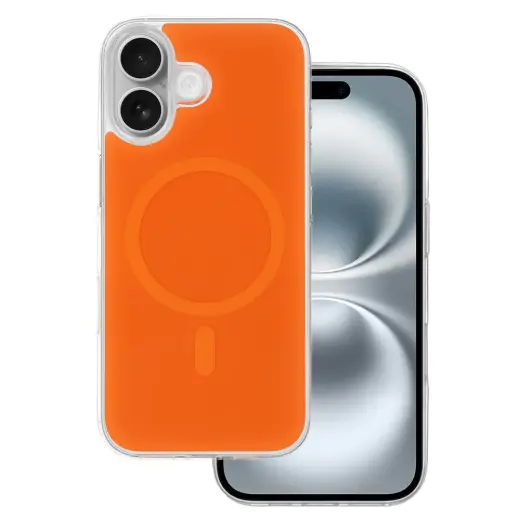 Glossy telefono dėklas su MagSafe palaikymu iPhone 16 oranžinis