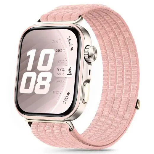 Tech-Protect Nylon išmaniojo laikrodžio dirželis Huawei Watch Fit 3/4/4 Pro/5/5 Pro | nailoninis | rožinis