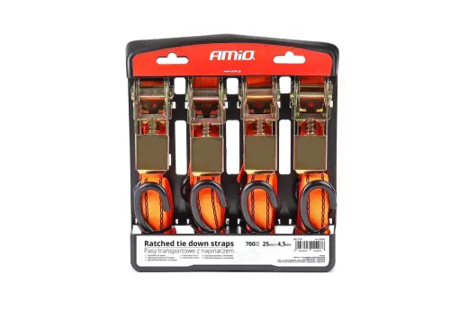 Ratchet tie down set 700kg 25mm 4,5m 4pcs BELT-03
