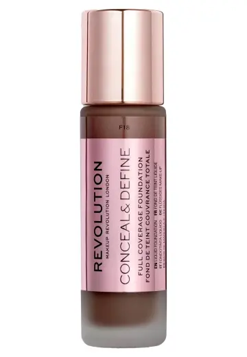 Makeup Revolution, Conceal & Define, Oil Free, Cream Foundation, F 18, 23 ml