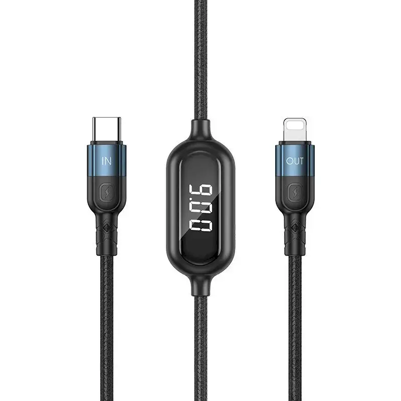 Remax Litxn Series USB Type C - Lightning 20W fast charging data cable Power Delivery with display screen power meter 1m black (RC-193i)