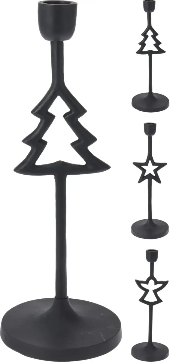 Svečturis metāla 27cm melns, 3veidi
