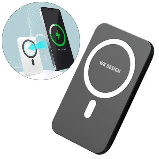 WK Design Magnetic Wireless Power Bank 5000 mAh (MagSafe Compatible) black (WP-215 black)