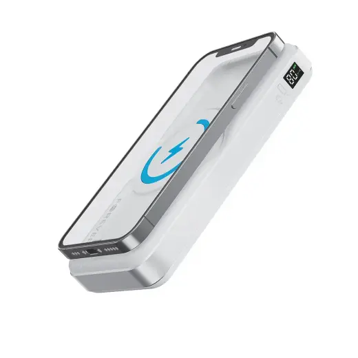 Forever MATB-300 ārējais akumulators (powerbank) | 10000 mAh | 20W | USB-C, Bezvadu, Apple Watch | balts