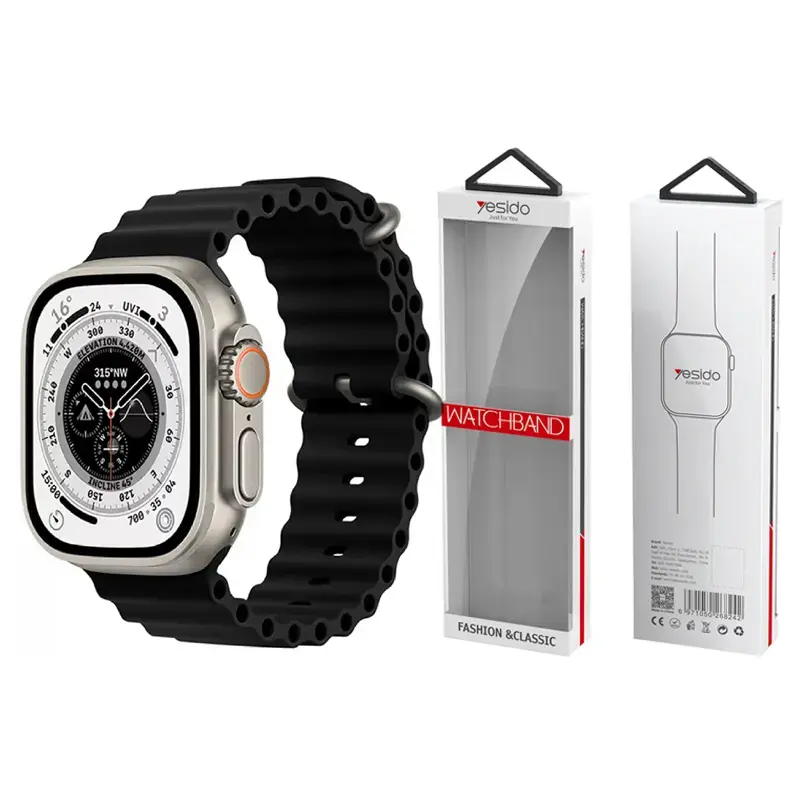 YESIDO WB21 APPLE WATCH SILICONE STRAP 42/44/45 BLACK