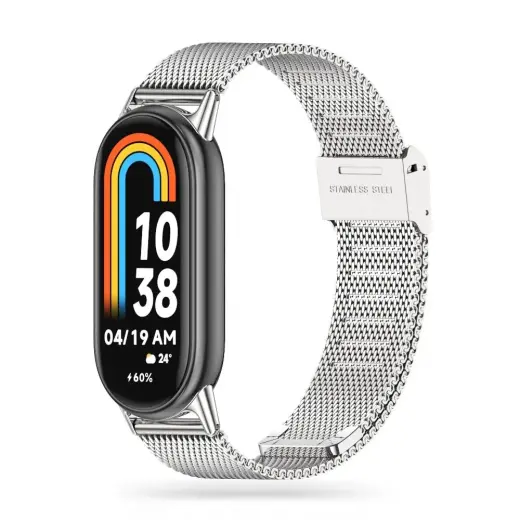 Tech-Protect MilaneseBand išmaniojo laikrodžio dirželis Xiaomi Mi Band 8/8 NFC | nerūdijantis plienas | sidabrinis