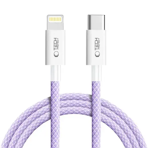 Tech-Protect Ultraboost Lite datu pārraides un uzlādes vads | USB-C uz Lightning | 27W | 2m | violets