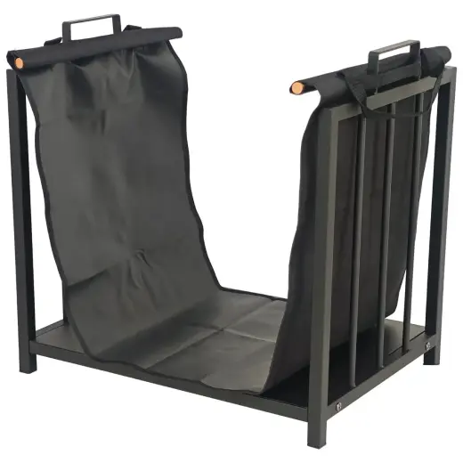 Firewood rack H164-B with fabric bag, black