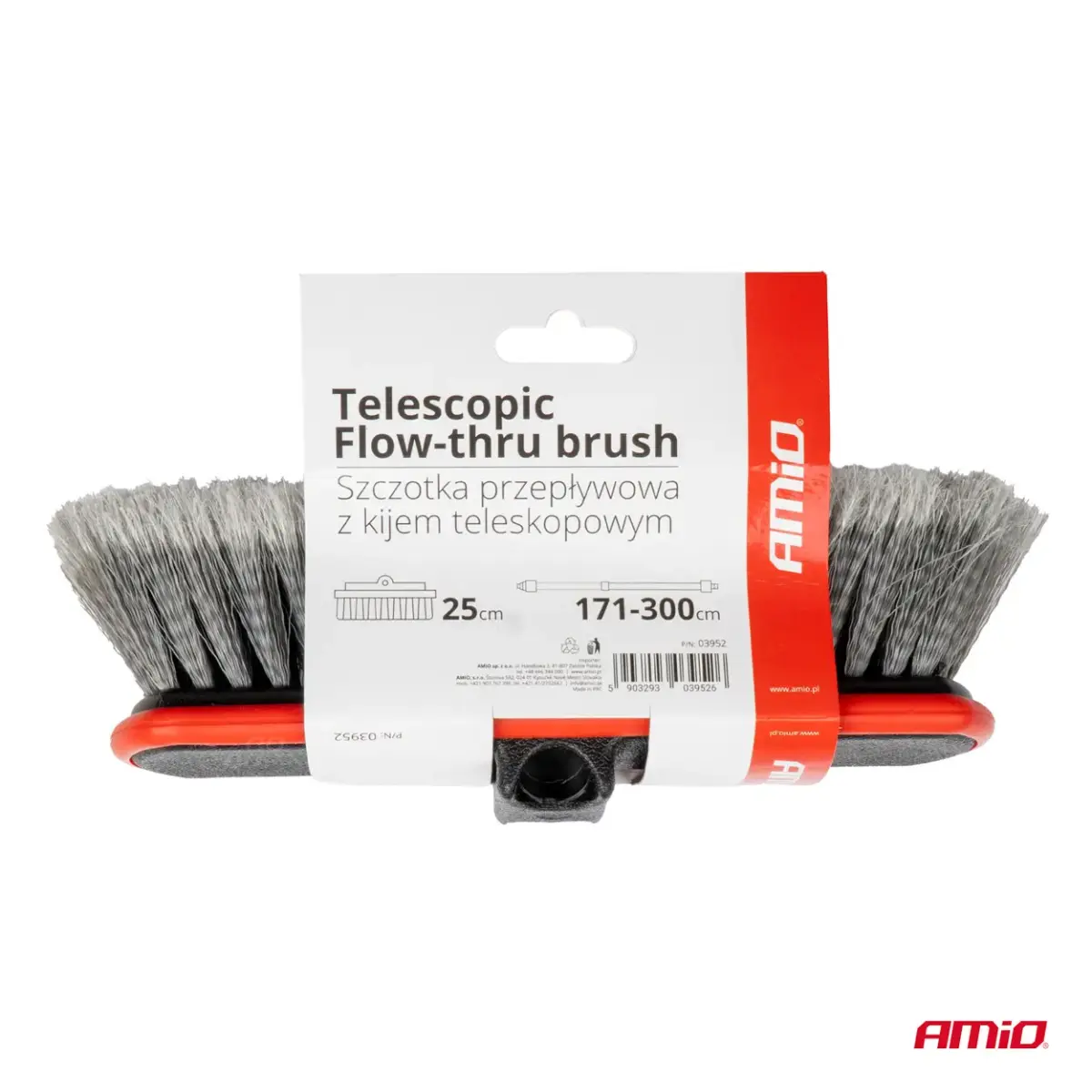 Telescopic Flow-thru wash brush 171-300cm AMIO-03952