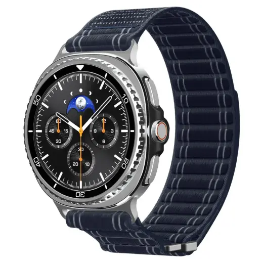 Spigen WBF0 išmaniojo laikrodžio dirželis Samsung Galaxy Watch 8/Classic (40/44/46 mm) | nailoninis | tamsiai mėlynas