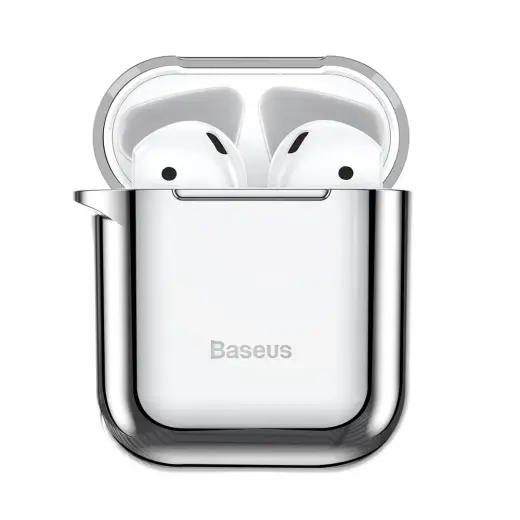Baseus Shining Hook Silicone Case For Apple Airpods 1 | 2 Silver