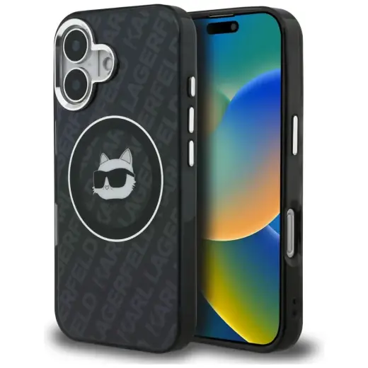 Karl Lagerfeld IML Choupette Head Logo чехол с поддержкой MagSafe для телефона iPhone 16 чёрный (кот)