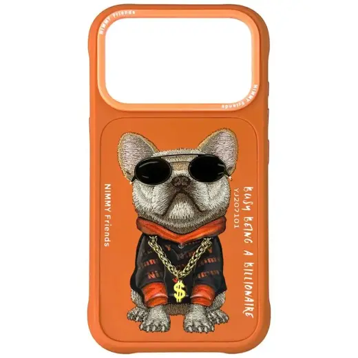 Nimmy Glasses Cool Dog phone case for iPhone 17 Pro Max orange