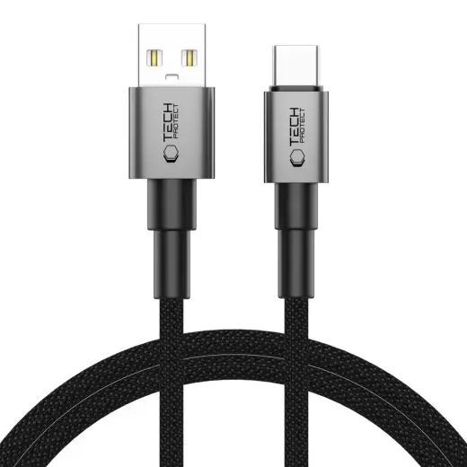Tech-Protect Ultraboost DNA datu pārraides un uzlādes vads | USB-A uz USB-C | 15W | 1m | pelēks