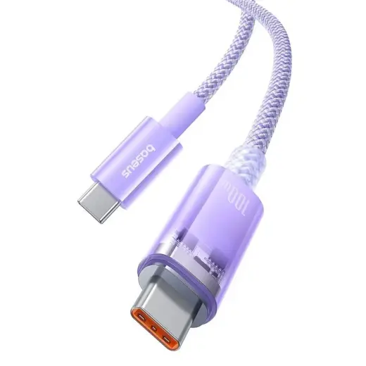 Baseus Explorer P10319703221-01 datu pārraides un uzlādes vads | USB-C uz USB-C | PD | 100W | 1m | violets