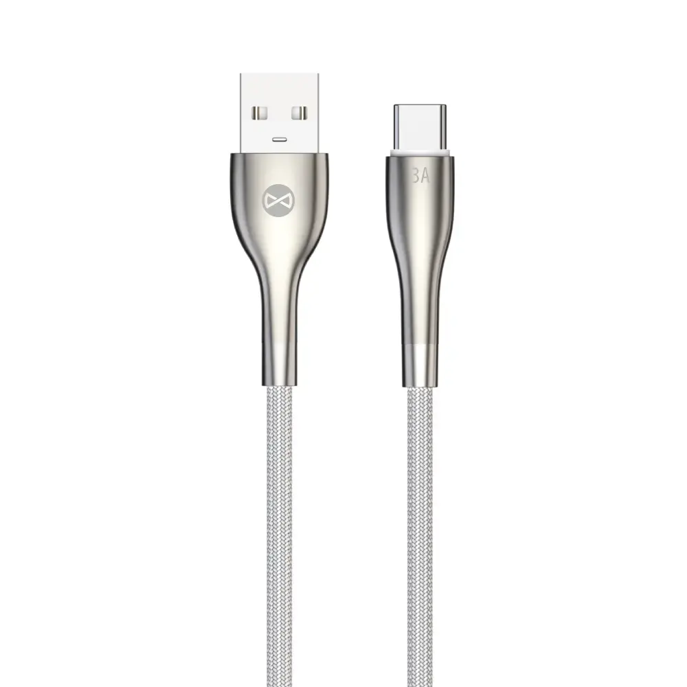 Forever Sleek datu pārraides un uzlādes vads | USB-A uz USB-C | 15W | 1m | balts