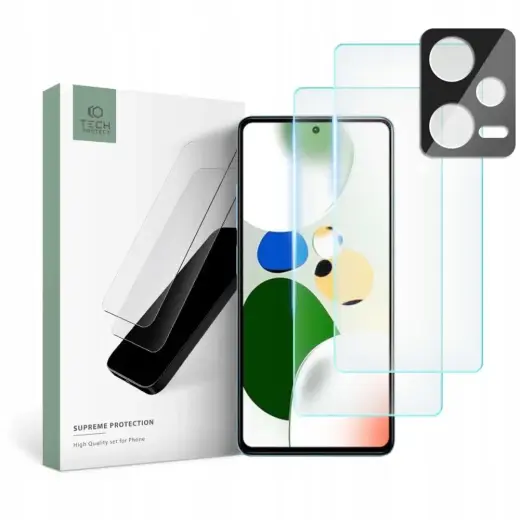 Tech-Protect Supreme Set for Xiaomi Redmi Note 12 5G 2x Tempered Glass for Display | Tempered Glass for Camera