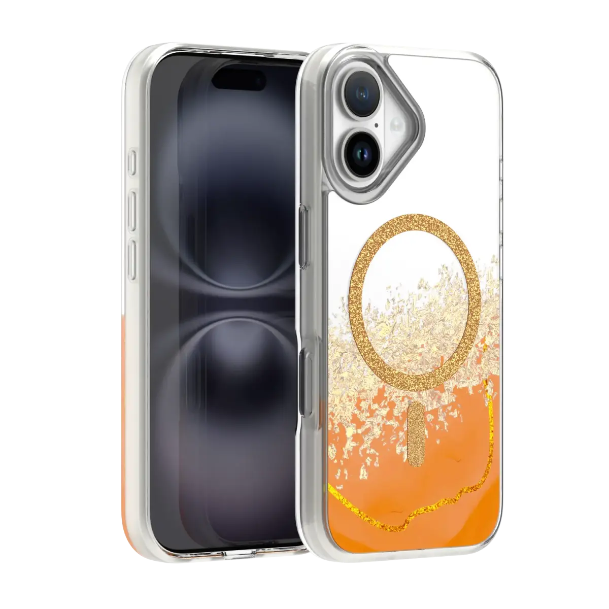 Epoxy Mag maciņš ar MagSafe atbalstu telefonam iPhone 16 oranžs