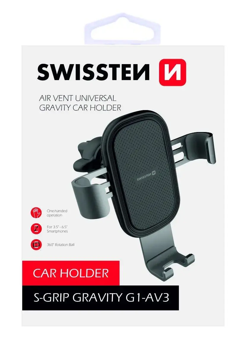 Swissten S-GRIP G1-AV3 Metal Age Gravity 360 Universāls Auto Stiprinājums Gaisa Restei Sudraba