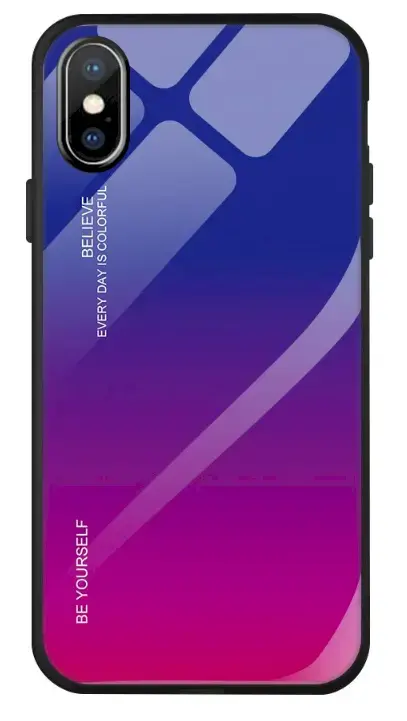 Fusion Gradient Glass Back Case Silicone Case For Apple iPhone X | XS Blue - Purple
