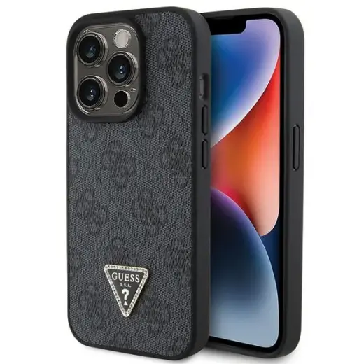 Guess GUHCP15XP4TDPK iPhone 15 Pro Max 6.7" czarny|black hardcase Leather 4G Diamond Triangle