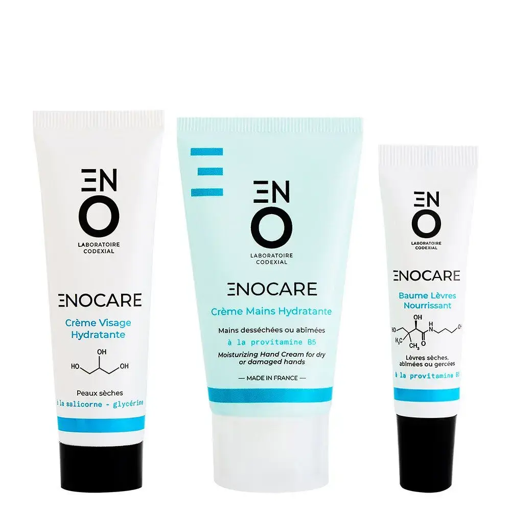 Set Codexial: Enocare, Vitamin B5, Hydrating, Hand Cream, 50 ml + Enocare, Vitamin B5, Hydrating & Repairing, Lip Balm Treatment, 15 ml + Enocare, Glycerin, Hydrating, Cream, For Face, 30 ml