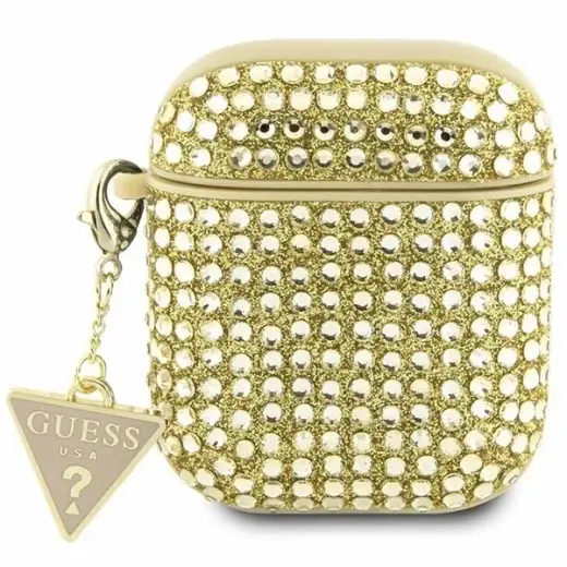 Guess GUA2HDGTPD AirPods 1|2 cover złoty|gold Rhinestone Triangle Charm