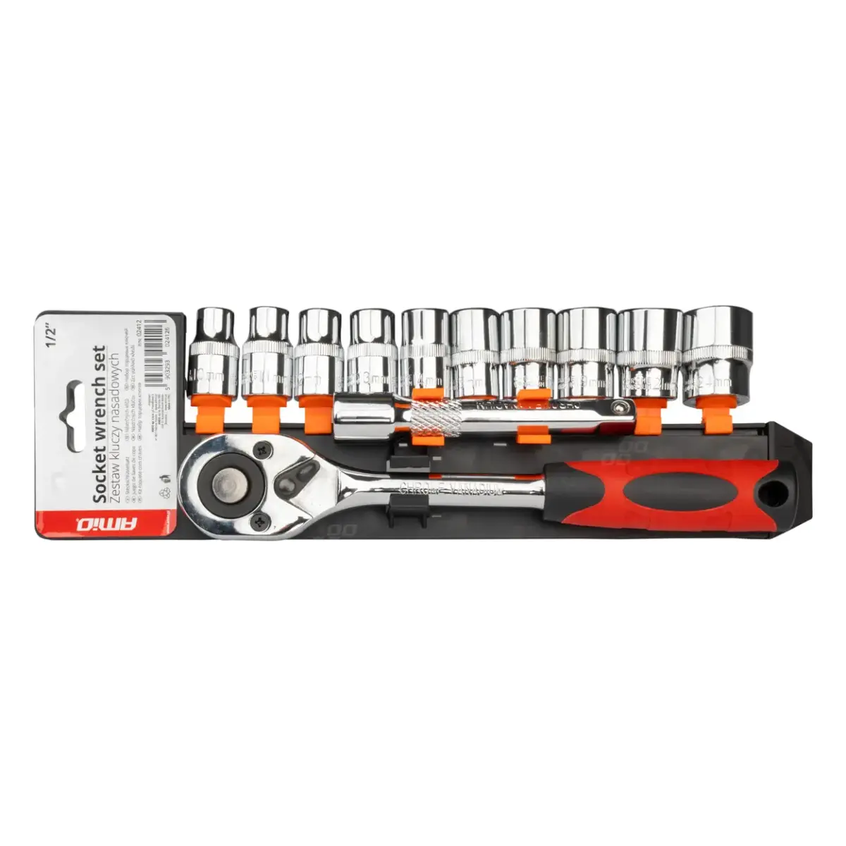 Metric Ratchet Wrench Socket Repair Tool Set 11pcs (1/2" 10-24mm)