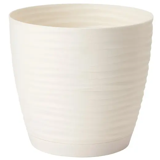 Puķu pods SAHARA ar paliktni 23cm, krēmkrāsas