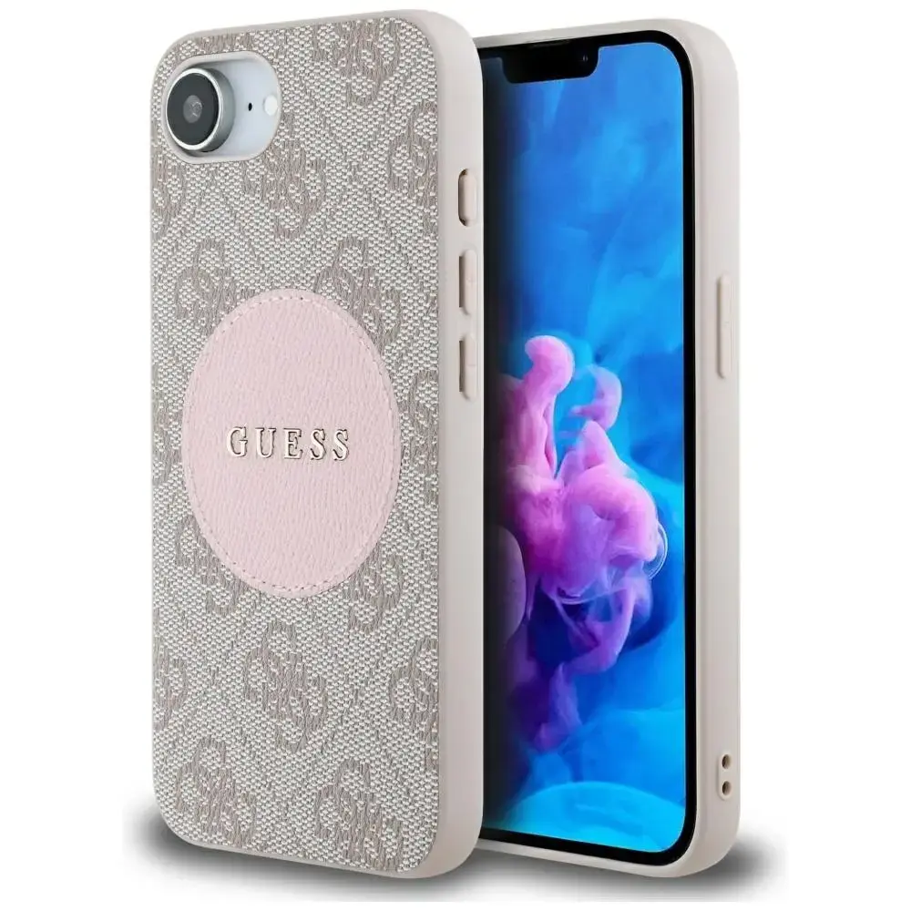 Case Guess 4G Circle Classic Logo        MagSafe for iPhone 16e pink