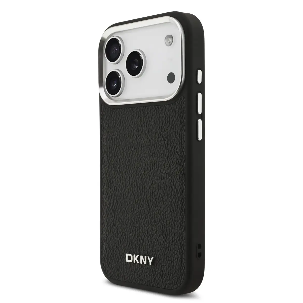 DKNY PU Leather Metal Logo Wrist Chain MagSafe Case for iPhone 17 Pro Black