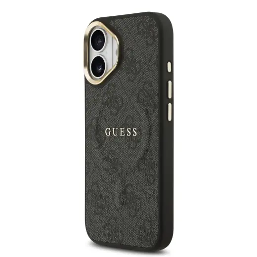 Guess PU Leather telefono dėklas su MagSafe palaikymu, skirtas iPhone 17, juodas