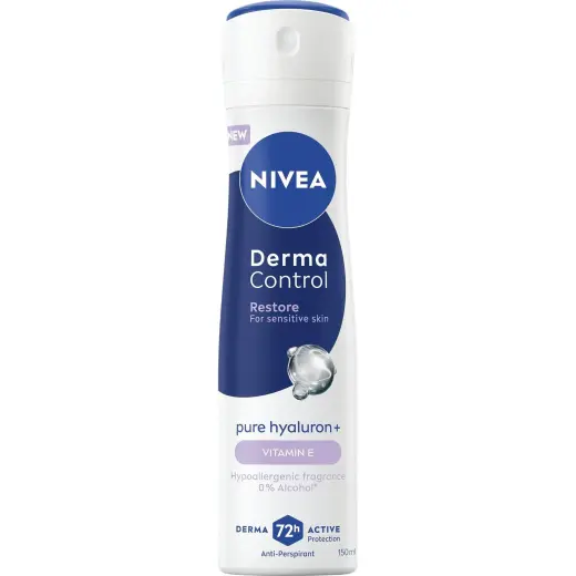 NIVEA, Deodorante, Antitranspirantspray Für Empfindliche Haut Derma Control Restore (Antitranspirant) 150ml (Getto Vaporizzato, 150ml)
