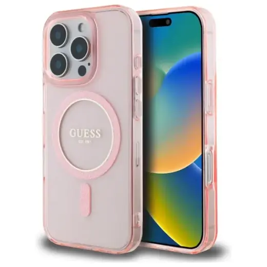 Guess GUHMP16LHFGEREP iPhone 16 Pro 6.3"  różowy|pink hardcase IML Glitter Circle MagSafe