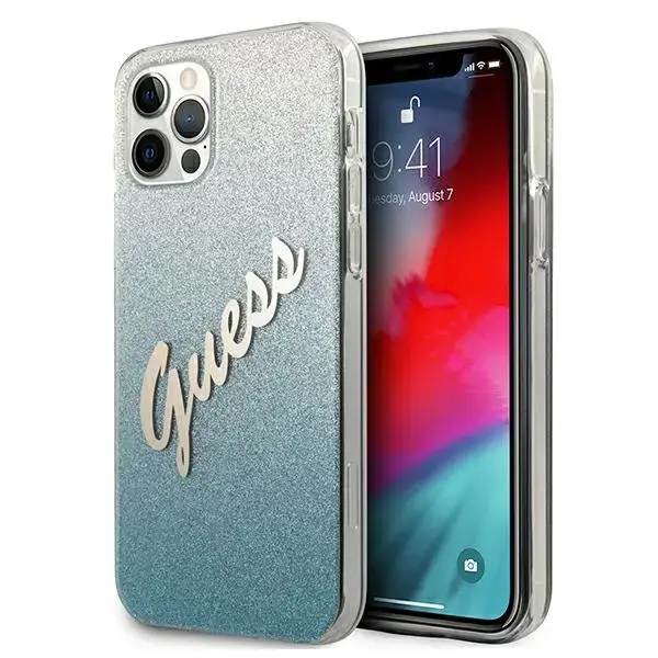 Guess GUHCP12LPCUGLSBL iPhone 12 Pro Max 6,7" niebieski|blue hardcase Glitter Gradient Script