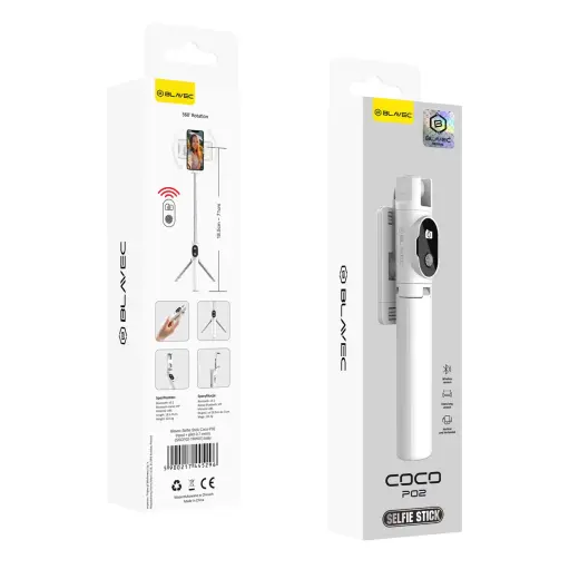Blavec Selfie Stick Coco P02 tripod + remote control 0,7 metres (SSCP02-TRW07) white