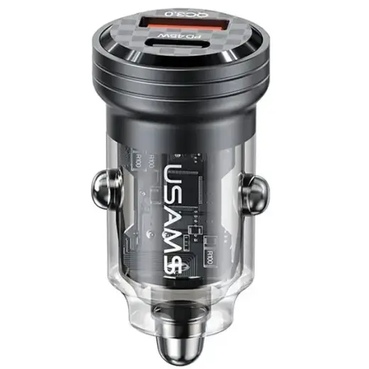 USAMS C35 CC175CC01 automašīnas lādētājs | 45W | USB-C, USB-A | melns