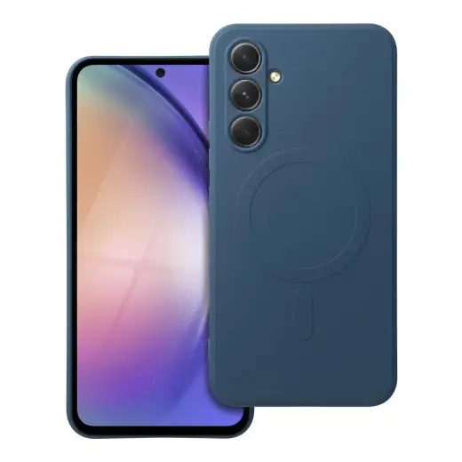 Silicone Mag Cover telefono dėklas su MagSafe palaikymu Samsung Galaxy A54 5G (A546) mėlynas